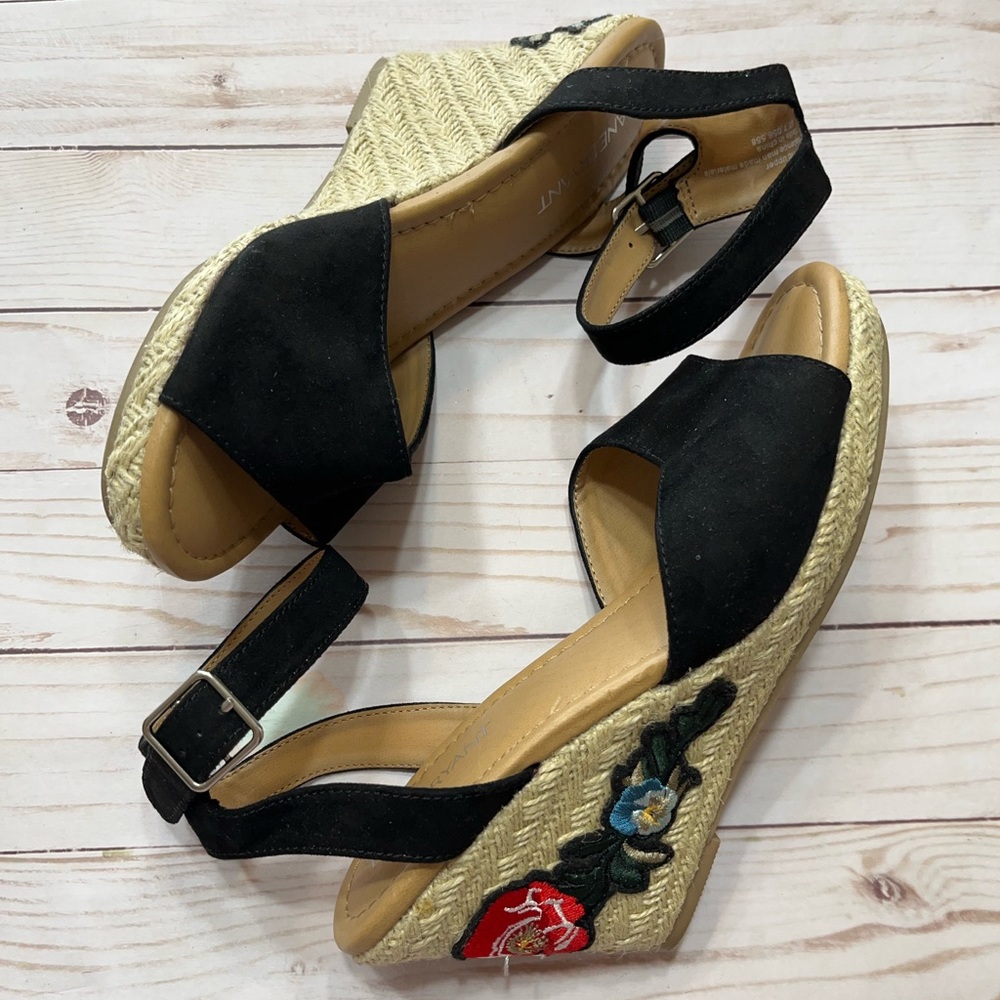 Lane Bryant Faux Suede Embroidered Wedges